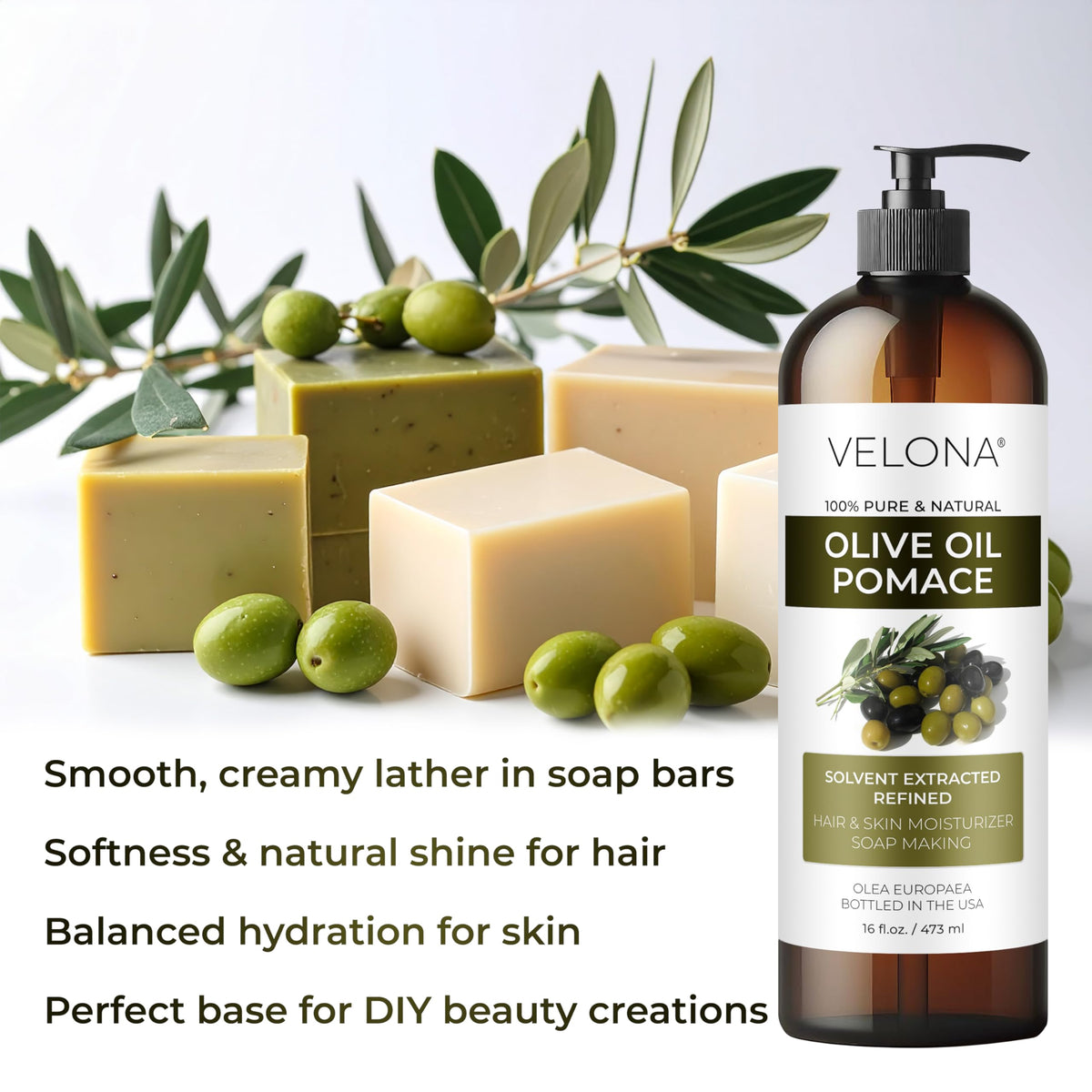 Velona Olive Pomace Oil on skin for moisturizing base and comfort.