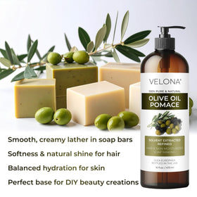 Velona Olive Pomace Oil on skin for moisturizing base and comfort.