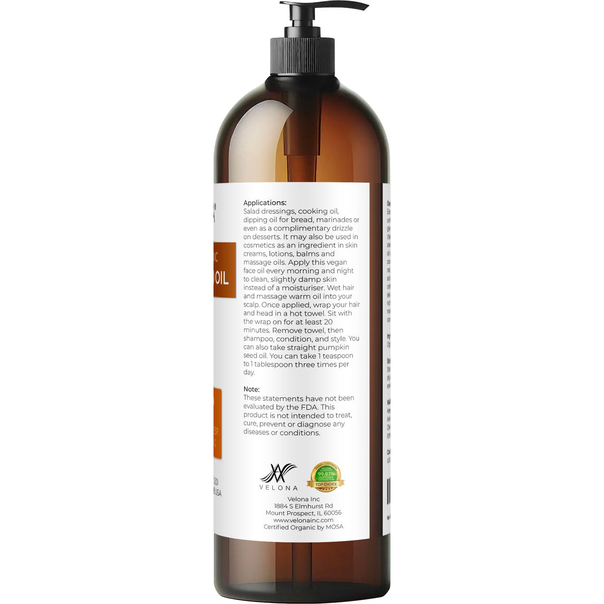 Velona Pumpkin Seed Oil ingredient visual emphasizing extra virgin, nutrient-rich oil