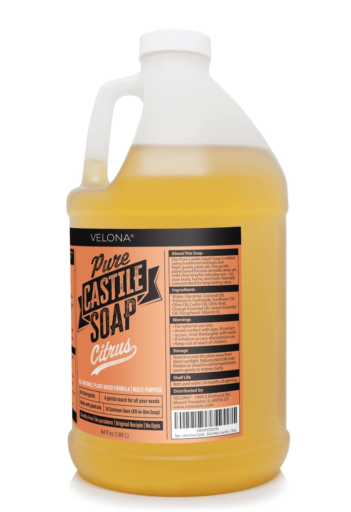 Velona Pure Castile Soap multiuse application demonstrates tasks from body wash to dish soap.