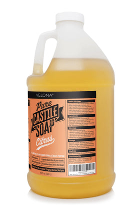 Velona Pure Castile Soap multiuse application demonstrates tasks from body wash to dish soap.
