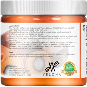 Velona red palm oil cold pressed label preserves natural nutrients