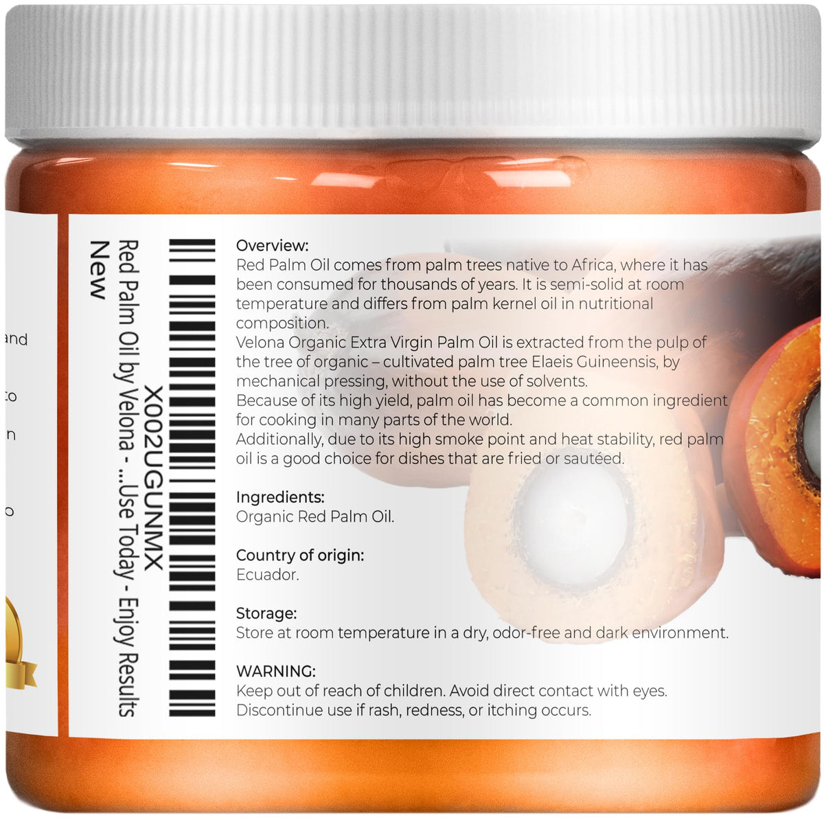 Velona red palm oil color rich orange hue appealing in recipes