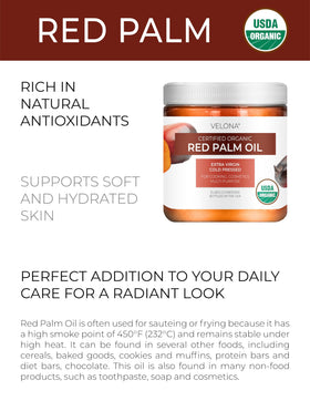 Velona red palm oil jar front showcasing premium packaging and quality