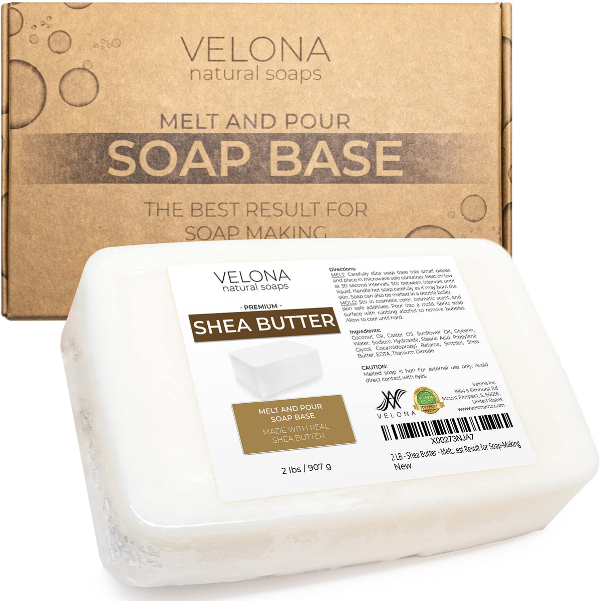 Velona Shea Butter Melt & Pour base with smooth texture for easy soap making.