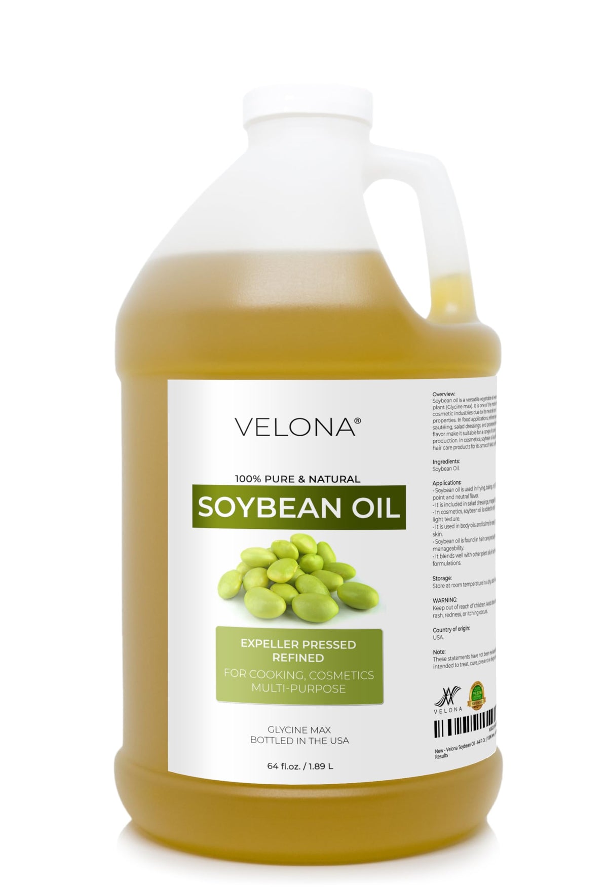 Velona Soybean Oil bottle, ideal for cooking and skincare