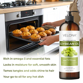 Velona Soybean Oil applied to skin for softness