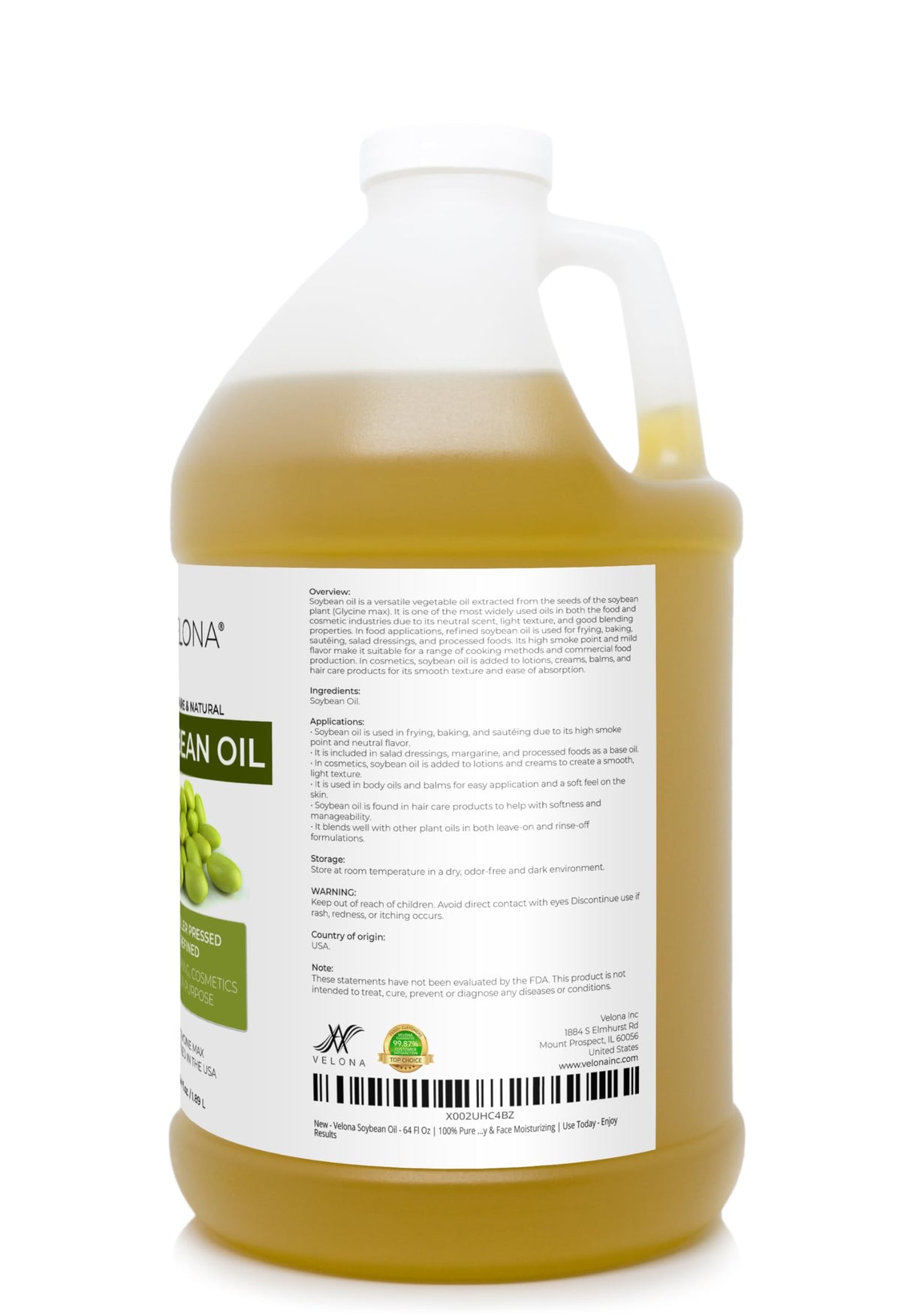 Close-up of Velona Soybean Oil texture, light and fast-absorbing
