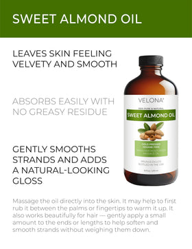 Velona Sweet Almond Oil pour demonstrates easy blending into daily routines
