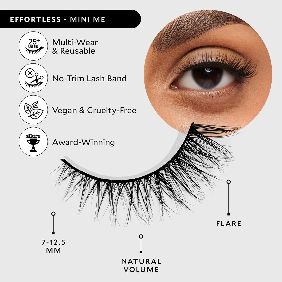 VELOUR Effortless Lashes Mini Me on eye for natural enhancement