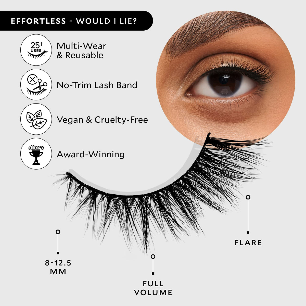 Velour Effortless Lashes present a natural, lightweight look for daily wear.