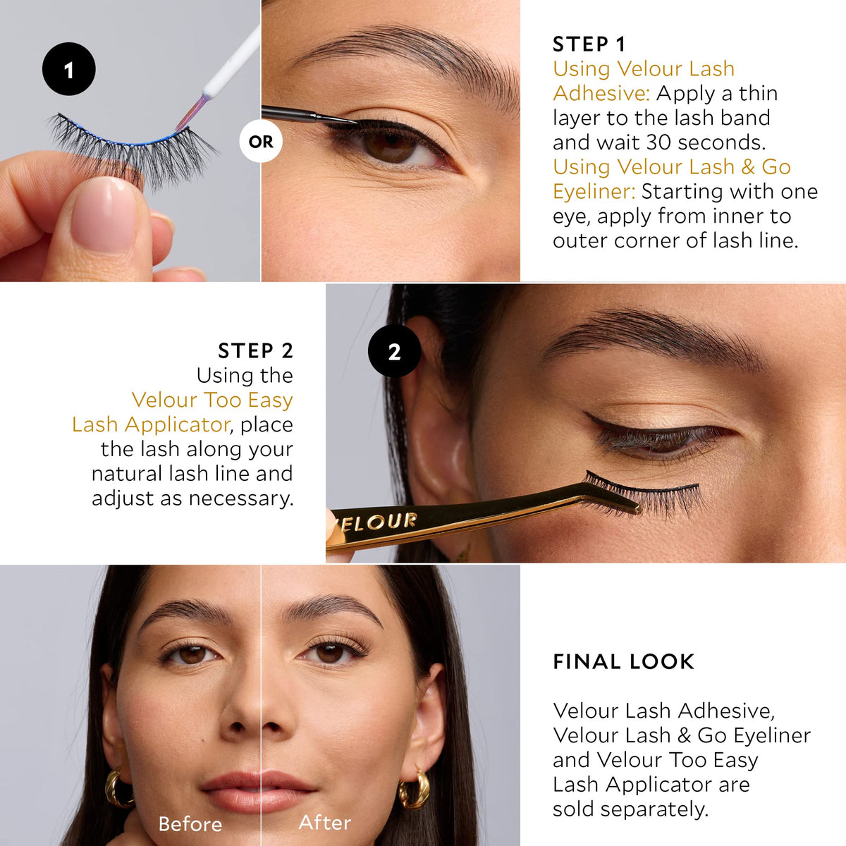 Velour Effortless Lashes suit all eye shapes for comfortable wear.