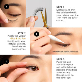 Velour Glue & Go Pen dermatologist-tested for sensitive eyes