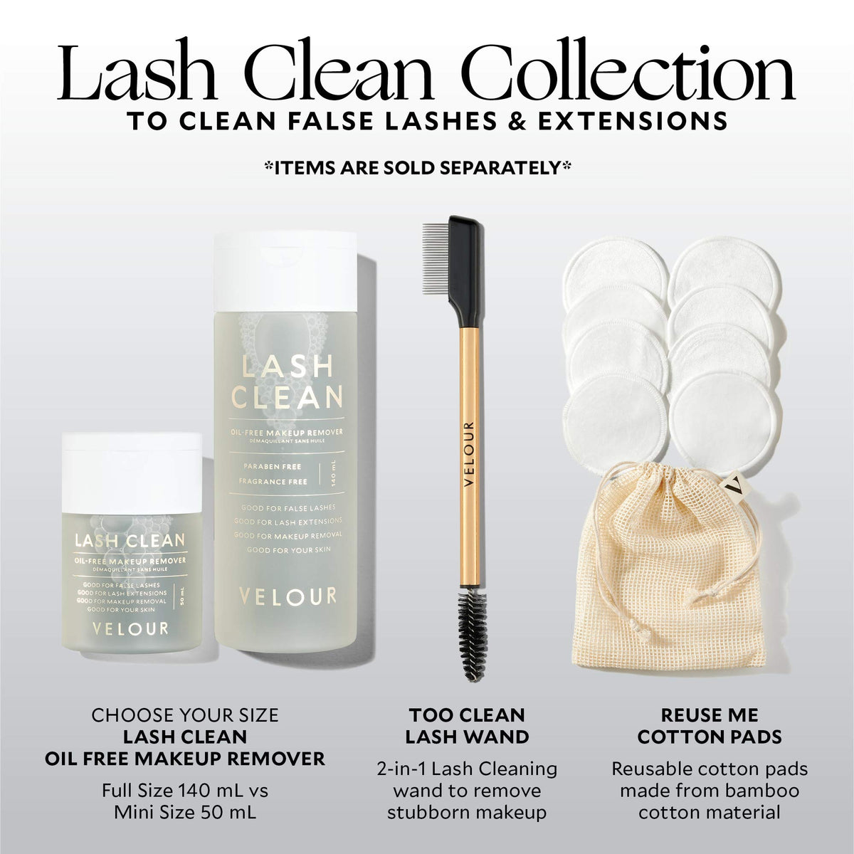 Velour Lash Clean pump-dispenser highlights gentle cleansing for eyes and falsies