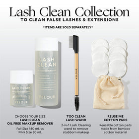 Velour Lash Clean pump-dispenser highlights gentle cleansing for eyes and falsies