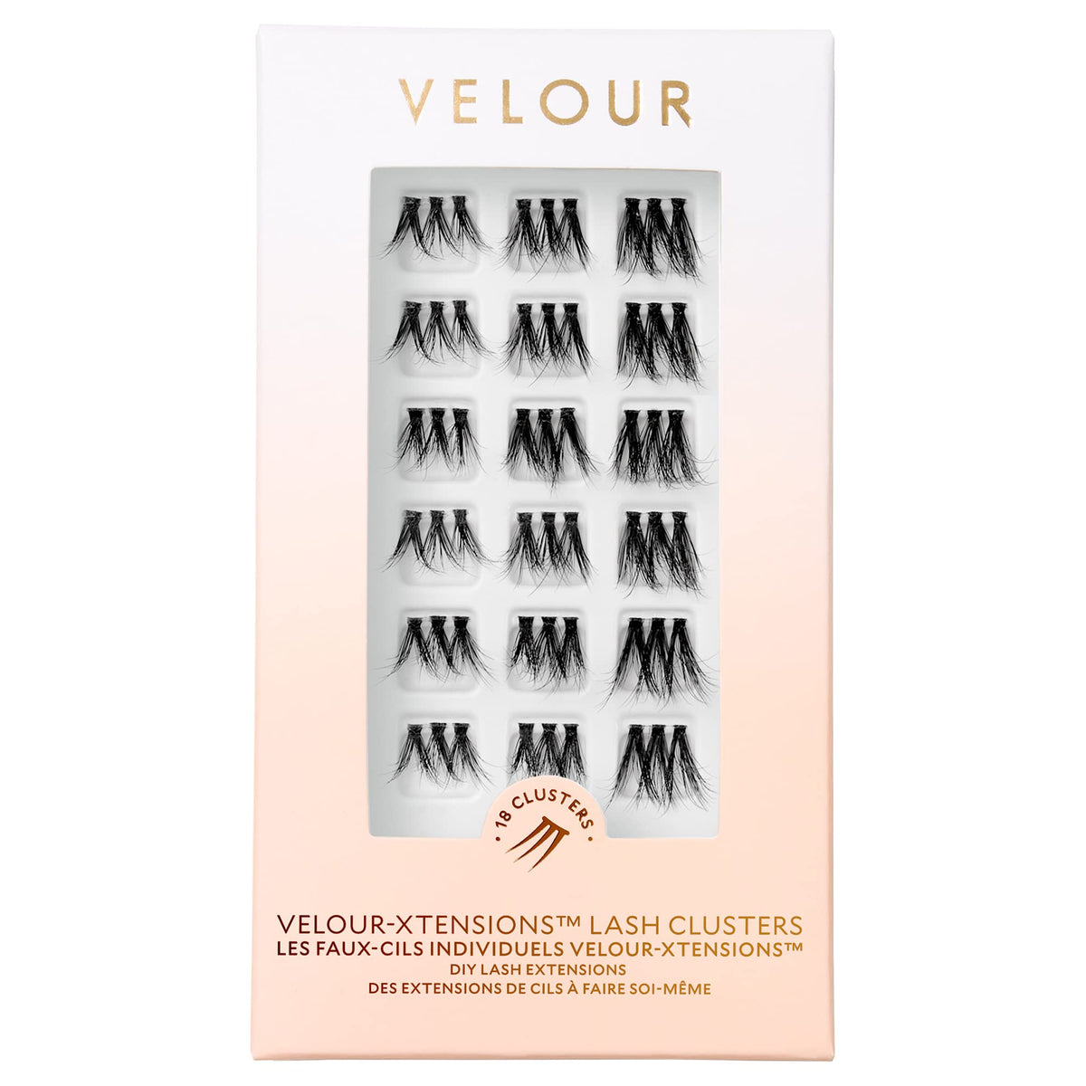 Velour-Xtensions 18-cluster pack closeup for customizable eyelash looks