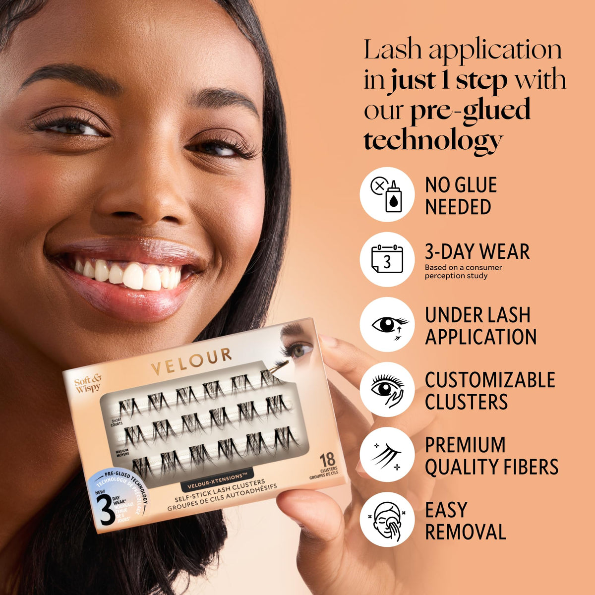 VELOUR Velour-Xtensions apply in seconds for effortless daily enhancement.