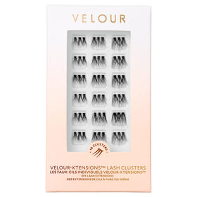 Velour Xtensions lash clusters 18-pack for natural, comfortable eyelash styling.