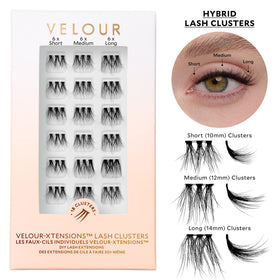 Velour Xtensions vegan cruelty-free clusters suit sensitive eyes with a gentle feel.