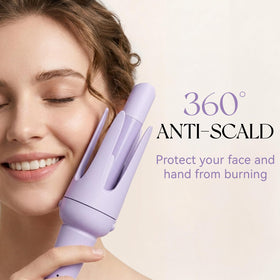 VELOZ curling iron showing two-way rotation for balanced curls