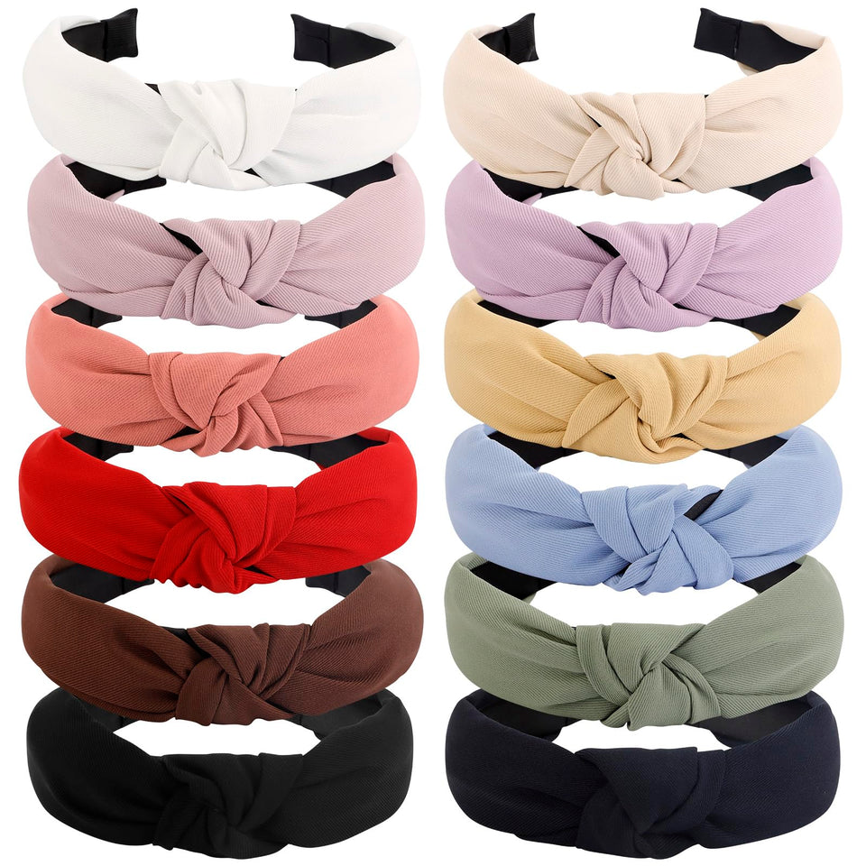 VELSCRUN 12-pack knotted headbands set for versatile daily looks.