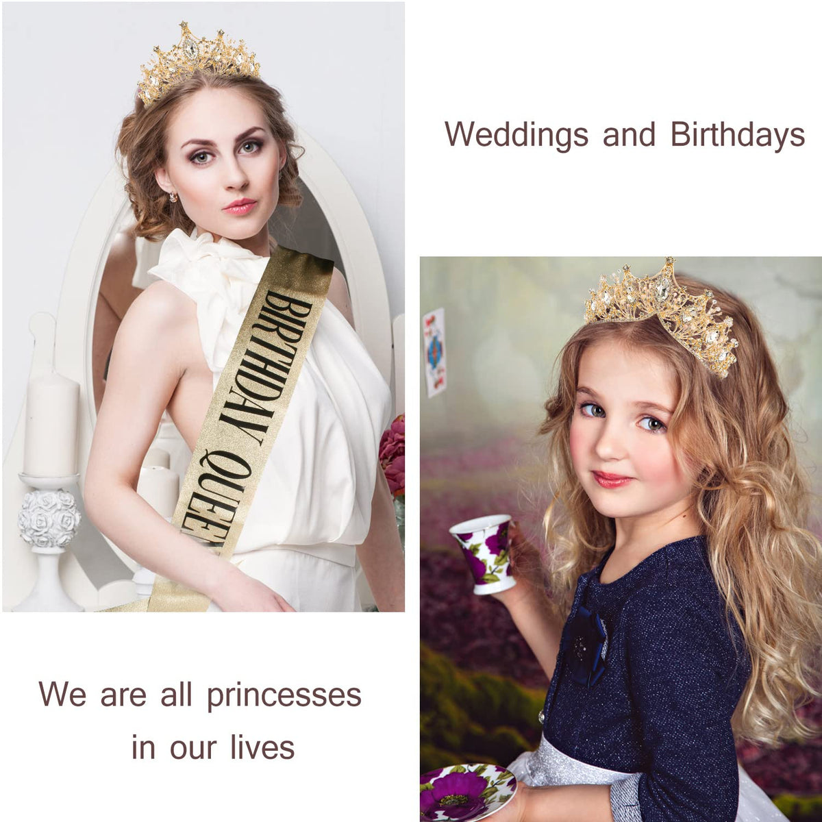 VELSCRUN 67-inch birthday sash complements the crown for coordinated style.