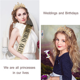 VELSCRUN 67-inch birthday sash complements the crown for coordinated style.