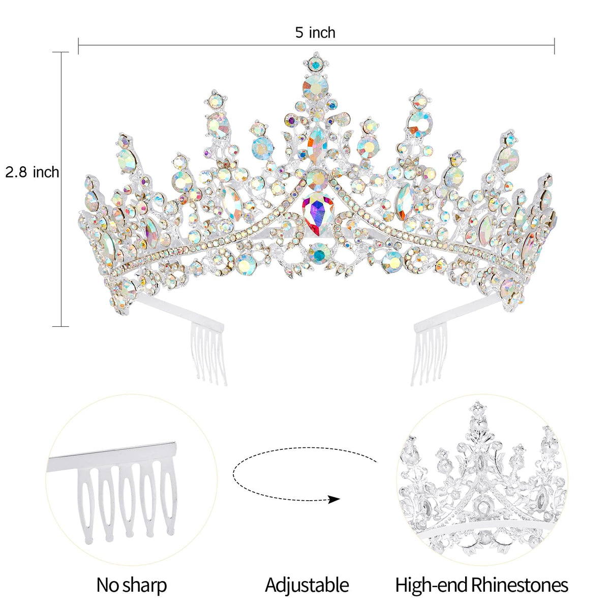 VELSCRUN AB diamond-look tiara with comb ensures secure styling.