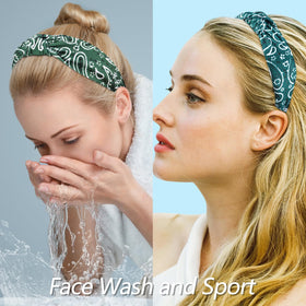 VELSCRUN bandana knotted headband teal satin for yoga