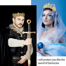 VELSCRUN crystal-detailed crown set for versatile costume changes.