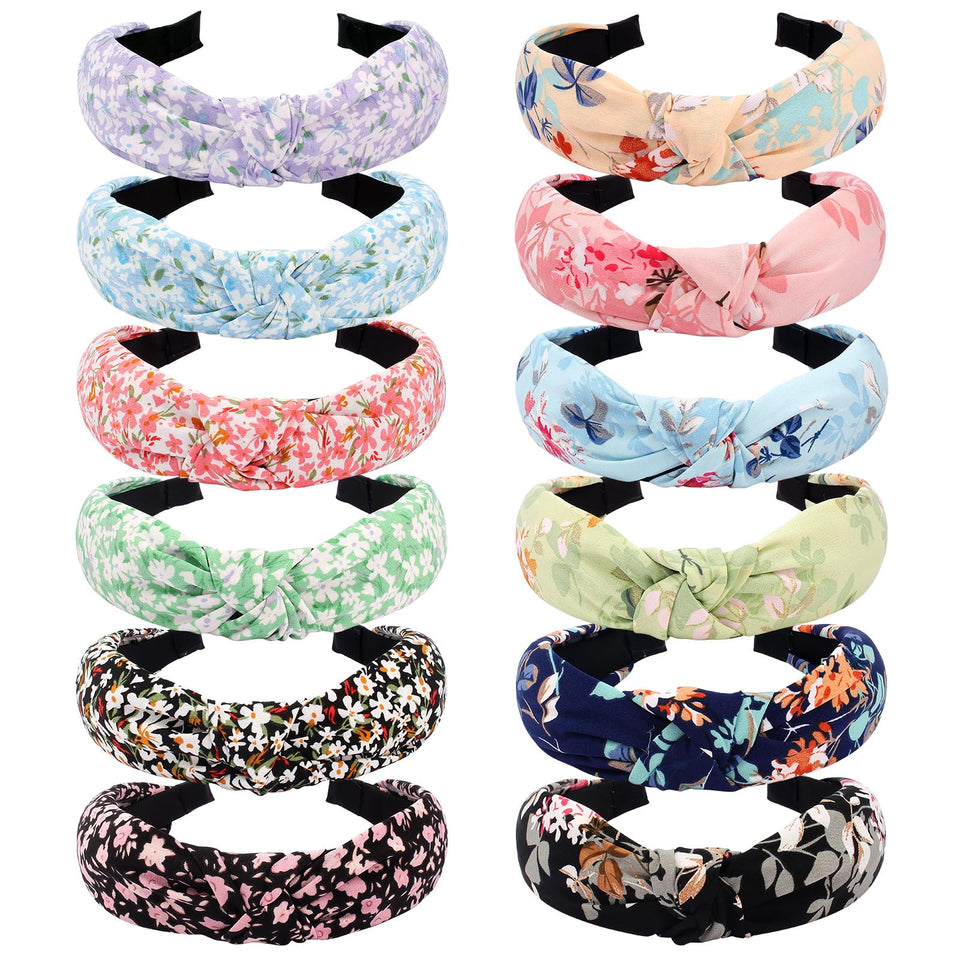 VELSCRUN knotted floral-pattern headband for daily styling and gentle hair hold