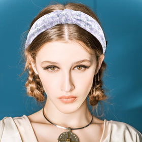 VELSCRUN knotted solid-color navy headband durable and flexible