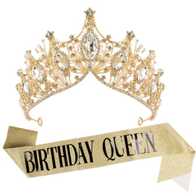 VELSCRUN Happy Birthday Crown with sun-kissed shine for festive celebrations.