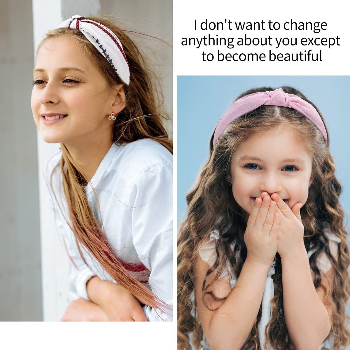 VELSCRUN headbands worn by a model demonstrate versatile styling options