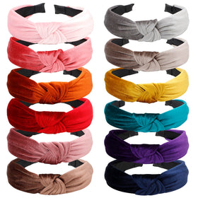 VELSCRUN knotted headbands pink — soft velvet texture for comfortable all-day wear.