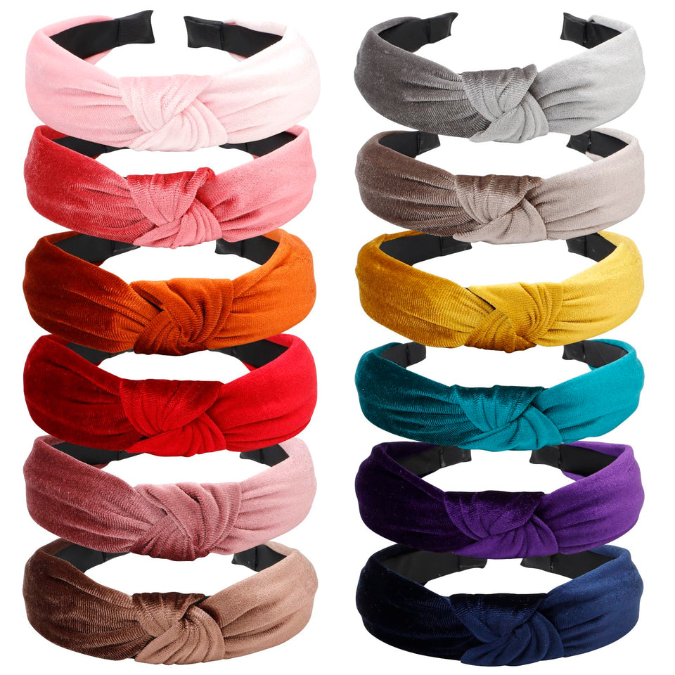 VELSCRUN knotted headbands pink — soft velvet texture for comfortable all-day wear.