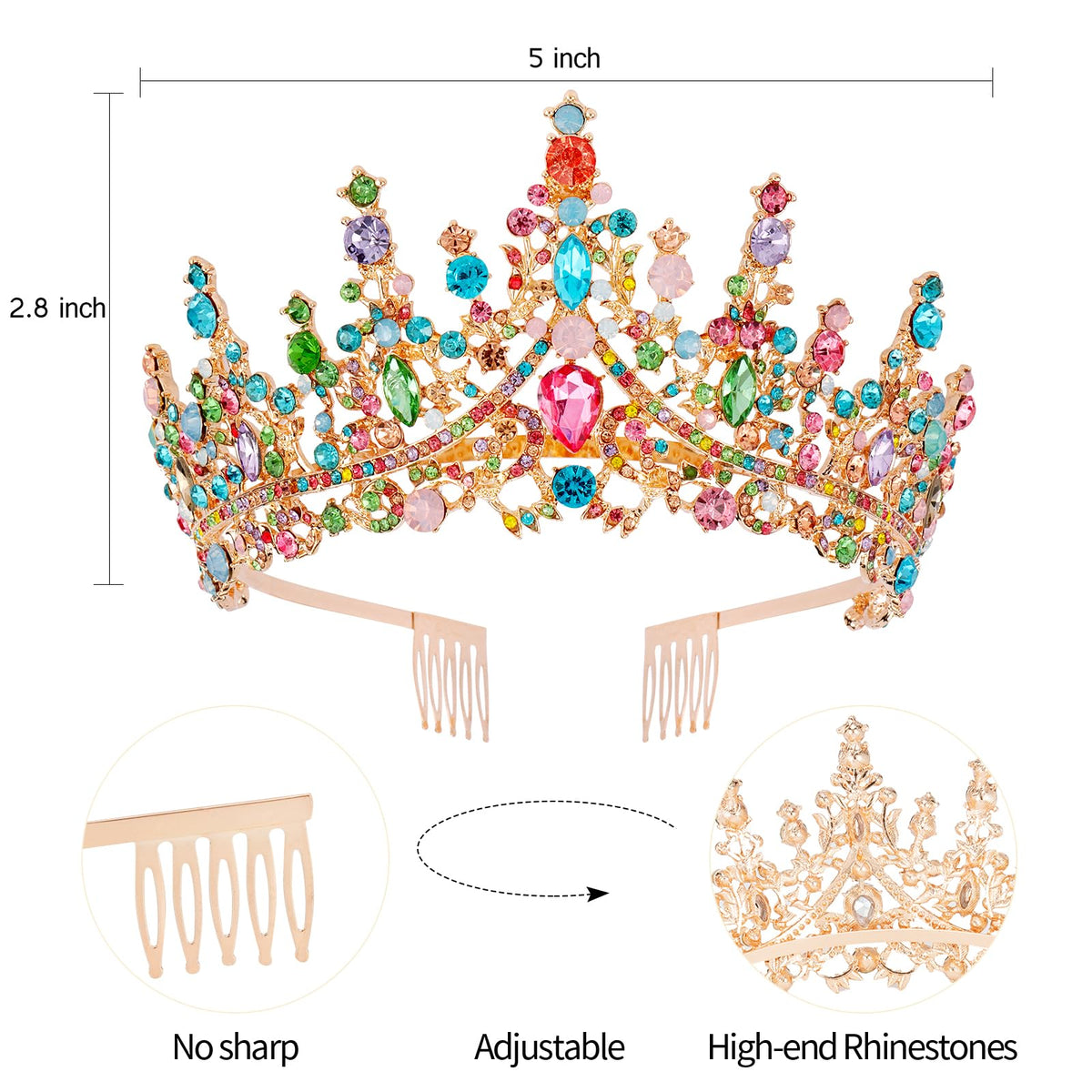 VELSCRUN Rainbow Crown with sash complements party outfits