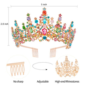 VELSCRUN Rainbow Crown with sash complements party outfits