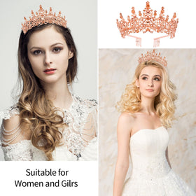 VELSCRUN Rose Gold Crystal Tiara with combs prevents slipping during wear.