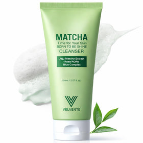 VELVENTE Matcha cleanser bottle showing gentle pore refinement and hydration