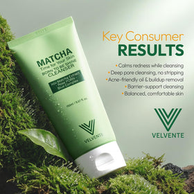 Pore texture refinement after cleansing with Velvente Matcha