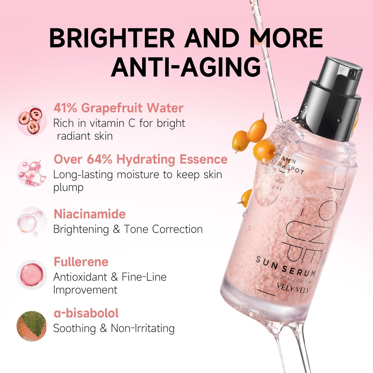 Close-up of VELY VELY serum texture showing a lightweight, fast-absorbing formula.