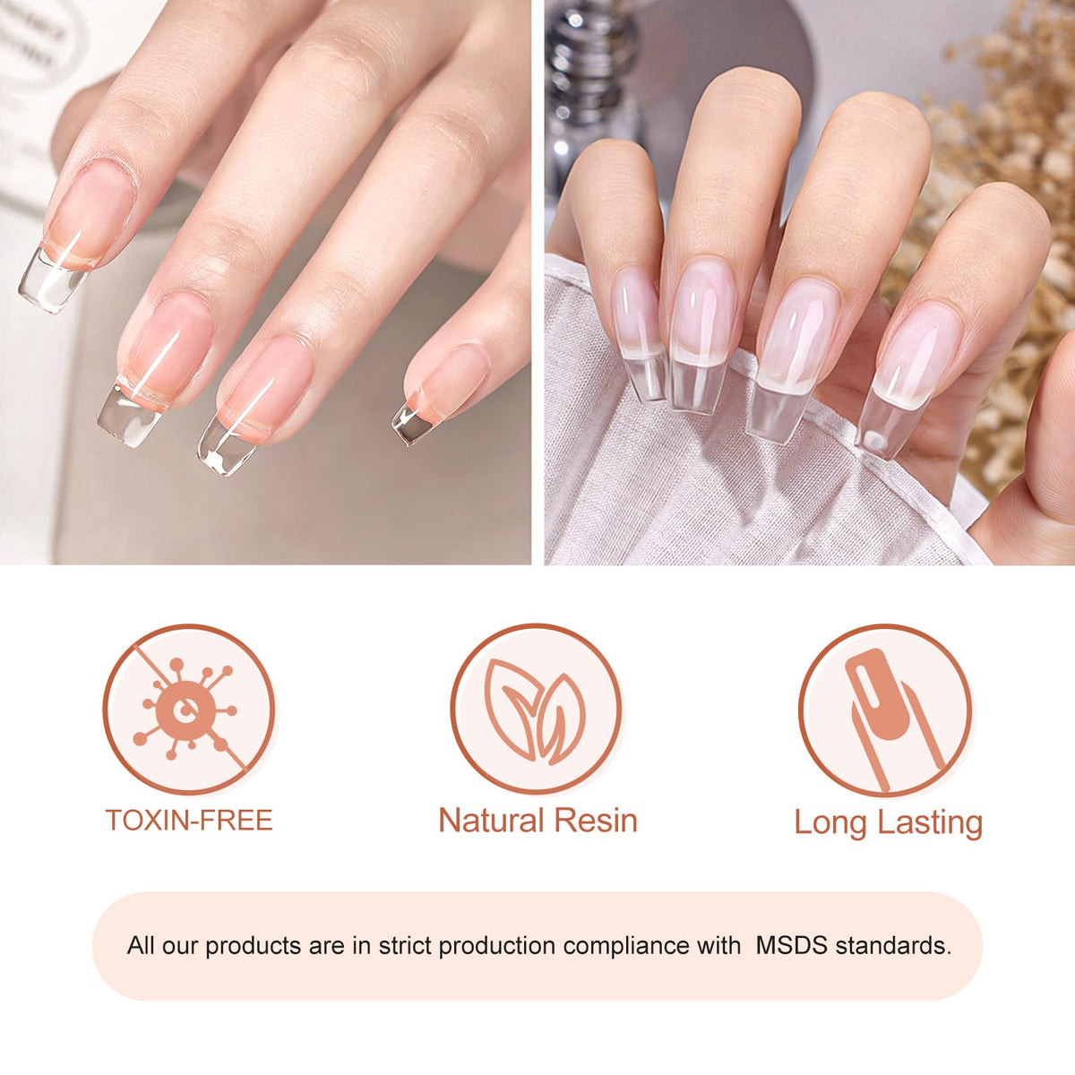 Applying VENALISA Gel on nails for precise extensions and a fuller look.