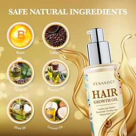 Venanoci ingredients shot featuring rosemary biotin and natural oils