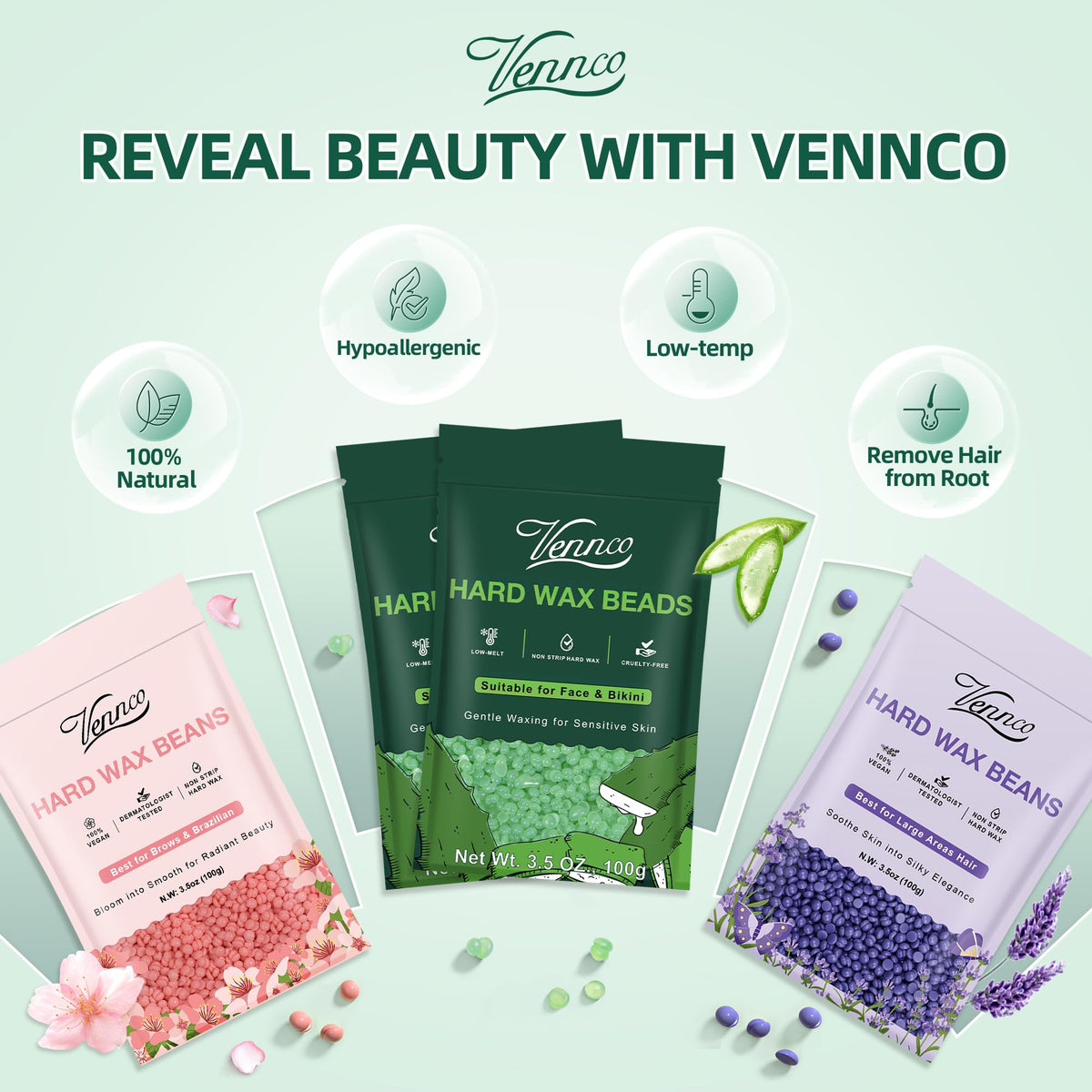 Vennco includes 30 spatulas in three sizes for hygienic waxing