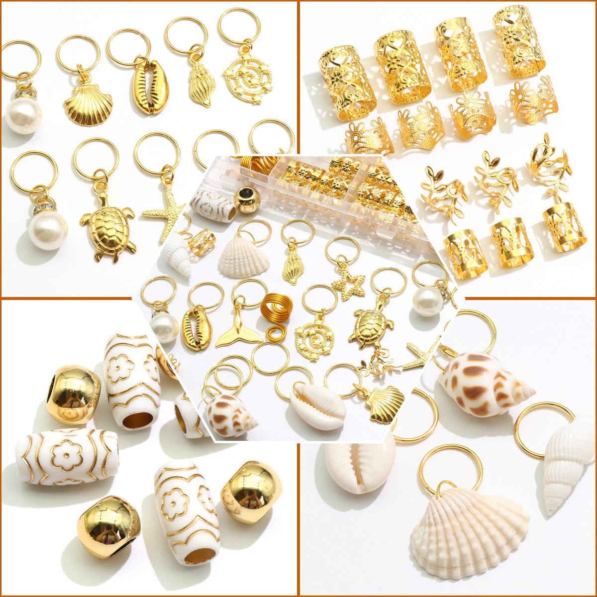 VENOFEN shell conch braid cuff: adjustable, hair-friendly metallic accents.