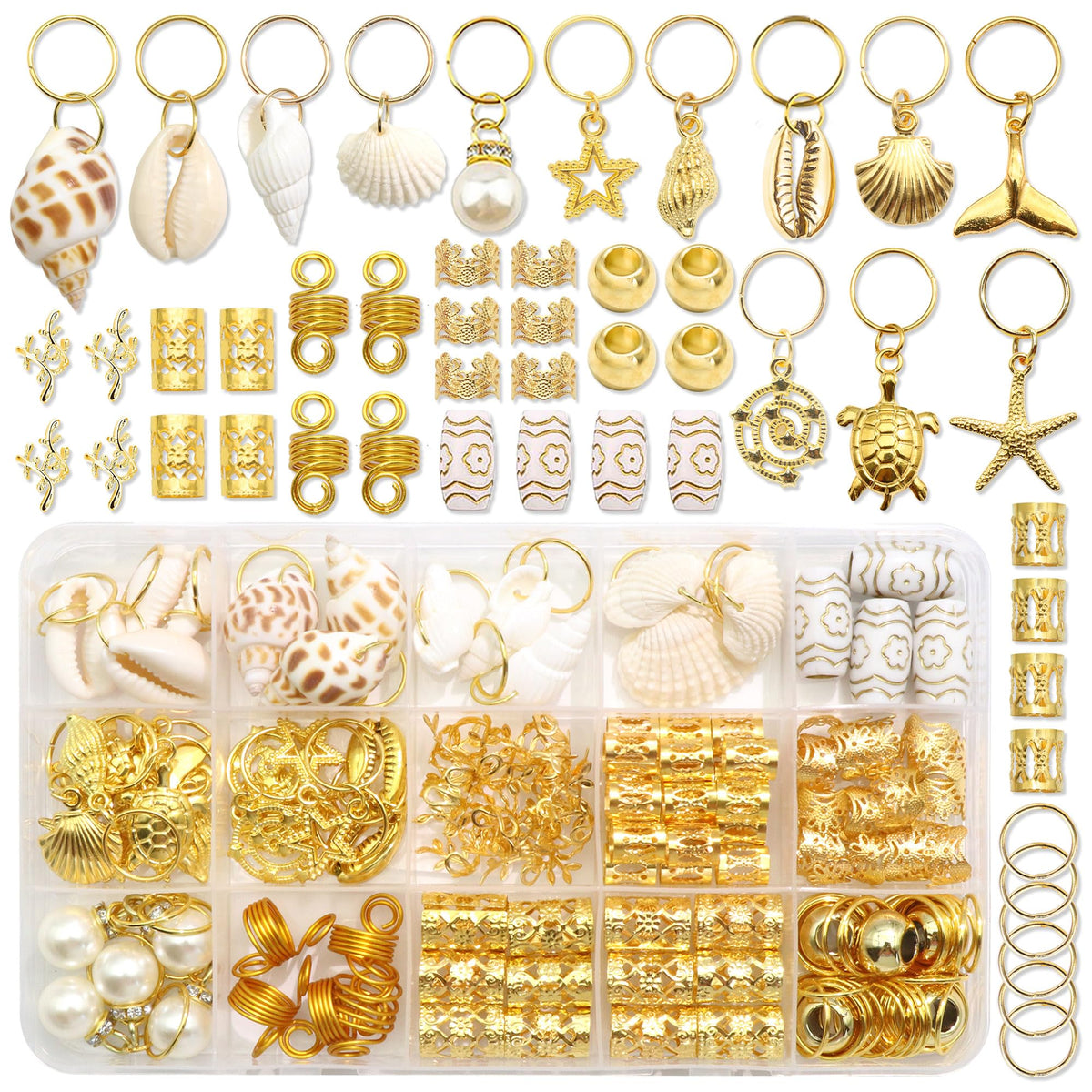 VENOFEN shell hair jewelry collection: natural shells add beachy charm to hairstyles.