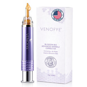 Venofye Blossom Bee Advanced Wrinkle Corrector bottle showing instant smoothing.