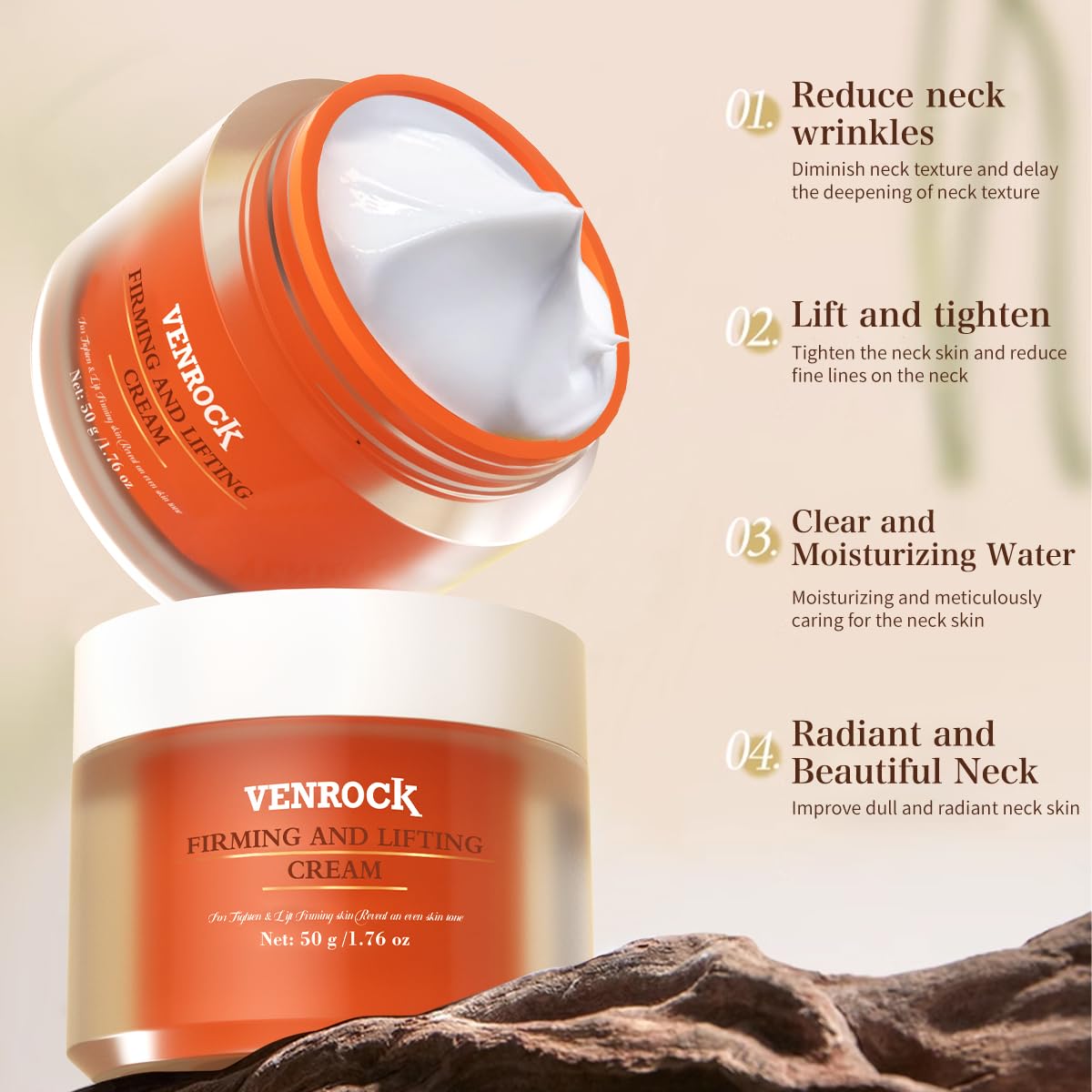 Venrock Niacinamide Neck Cream application on neck demonstrates smooth, non-greasy finish