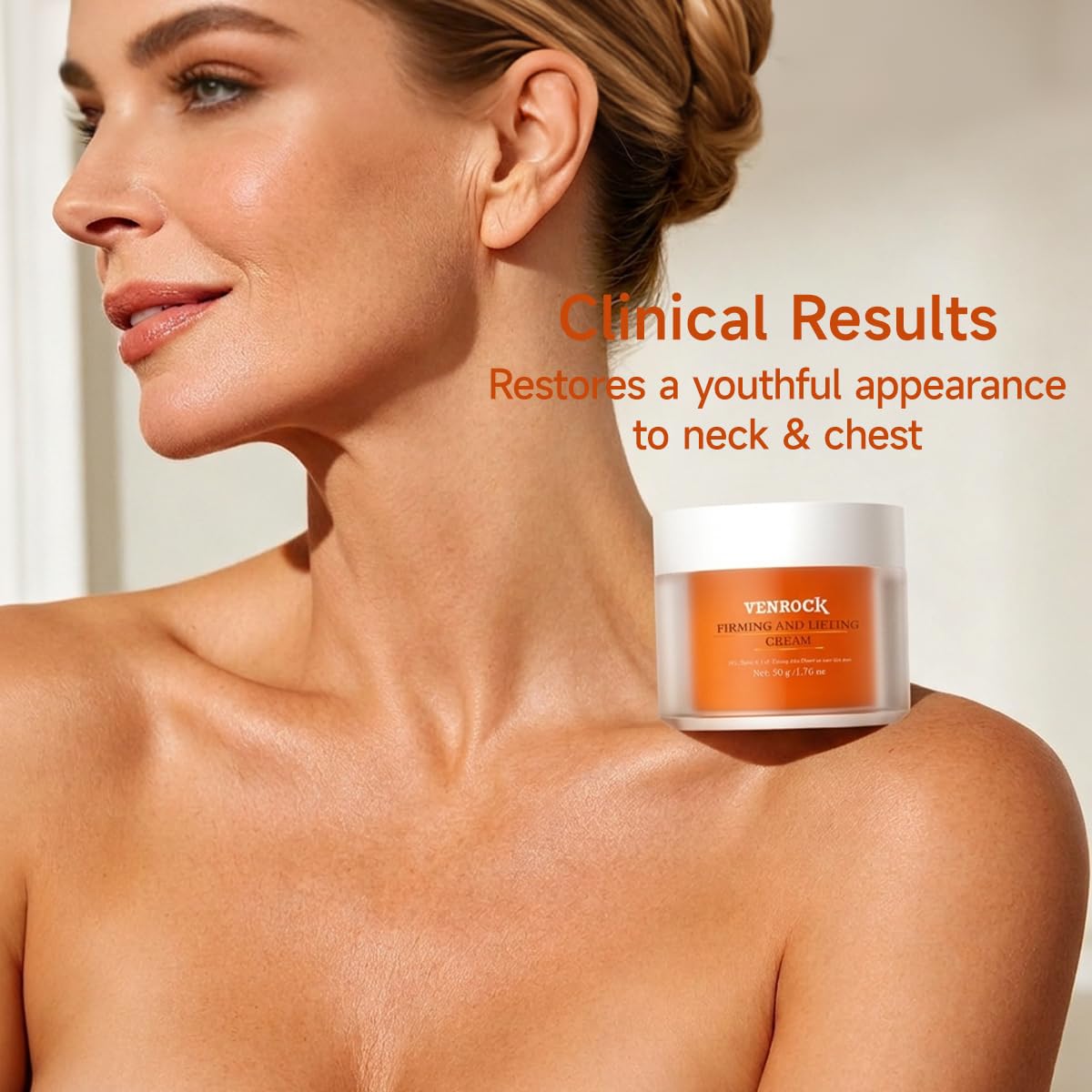 Venrock neck cream packaging close-up showing clean formula for dry skin
